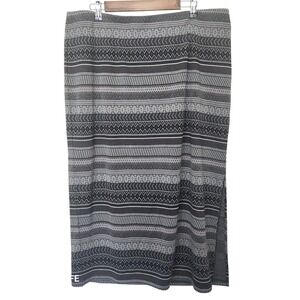 NWT J.Jill Midi Skirt Womens XL Ecru Multi Geometric Knit Boho Side 
Slit NEW